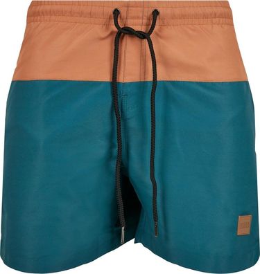 Urban Classics Block Swim Shorts Teal/Toffee