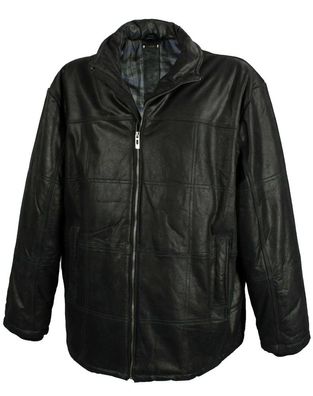 David Moore - Herren Ledermantel Longjacke Kapuze echtes Leder schwarz