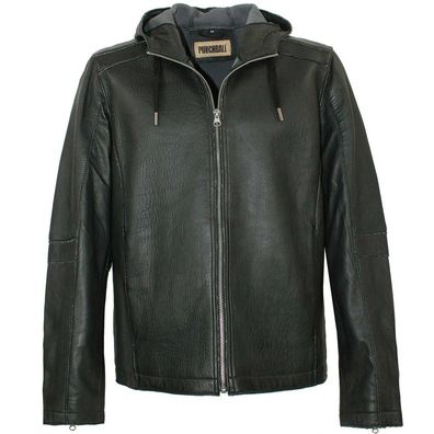 Punchball - Herren Lederjacke Kapuze Neuseeländisches Lammnappa dunkelgrau