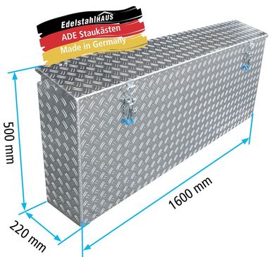 ADE Seitenkasten Alu Riffelblech 1600 x 220 x 500 mm, Staukasten, Staubox, Zubehör