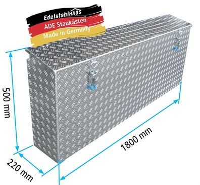 ADE Seitenkasten Alu Riffelblech 1800 x 220 x 500 mm, Staukasten, Staubox, Zubehör