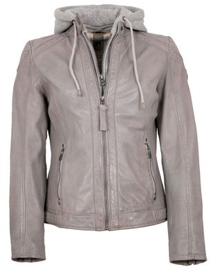 Gipsy - Damen Lederjacke Lammnappa Kapuze lavender