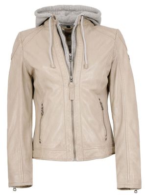 Gipsy - Damen Lederjacke Lammnappa Kapuze light beige