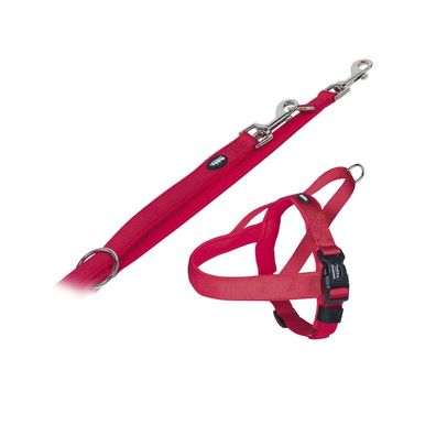 Hundegeschirr und Leine Set "Classic Preno", rot, S-M