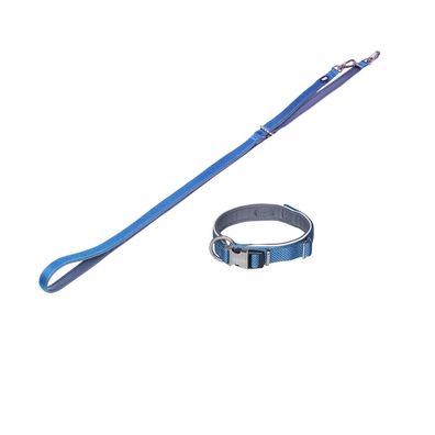 Hundehalsband und Leine Set "Classic Preno Royal", blau, S-M