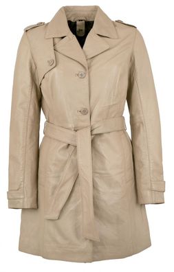 Gipsy - Damen Trenchcoat Ledermantel Mantel Lammnappa beige