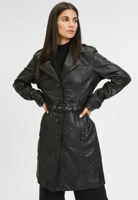 Gipsy by Mauritius - Damen Trenchcoat Ledermantel Lammnappa schwarz