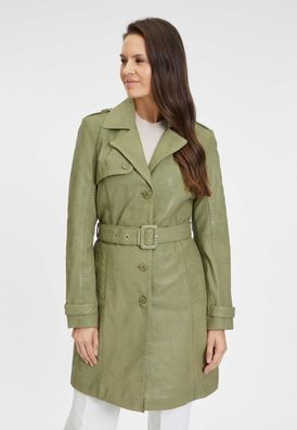 Gipsy by Mauritius - Damen Trenchcoat Ledermantel Lammnappa light olive