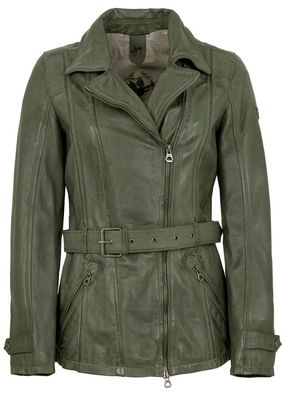 Gipsy - Damen Lederjacke Gürtel Lammnappa jade grün