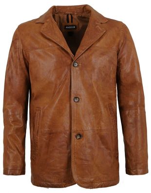 Maddox - Herren Lederjacke Sakko Lammnappa cognac