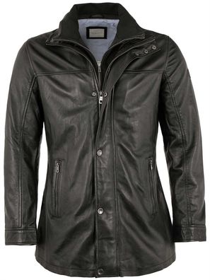 Bugatti - Herren Lederjacke Longjacke Lammnappa schwarz