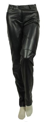 David Moore - Damen Lederhose Materialmix Lammnappa schwarz