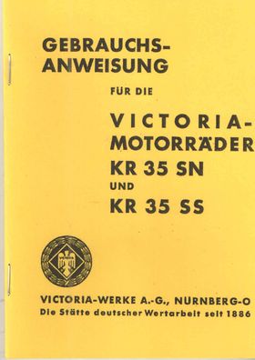 Bedienungsanleitung Victoria KR 35 SN und KR 35 SS, Motorrad, Zweirad, Oldtimer