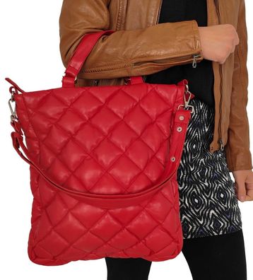 Damen Lederhandtasche Handtasche Lammnappa rot