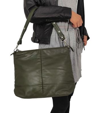 Damen Lederhandtasche Tragetasche Lammnappa olive