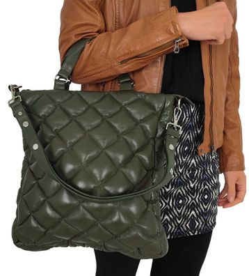 Damen Lederhandtasche Handtasche Lammnappa olive