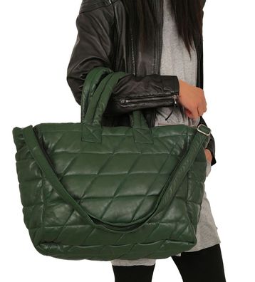 Damen Lederhandtasche Shopper Lammnappa grün