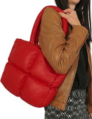 Damen Lederhandtasche Tragetasche Lammnappa rot