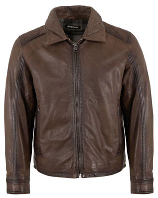 MADDOX - Herren Lederjacke Pilotenjacke Lammnappa Lammfellkragen braun