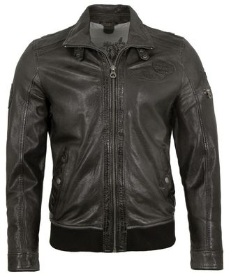 Gipsy - Herren Lederjacke Blouson Pilotenjacke Lammnappa black antracite