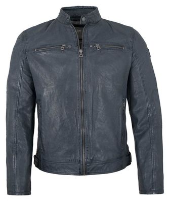 Gipsy by Mauritius - Herren Lederjacke Lammnappa denim blau