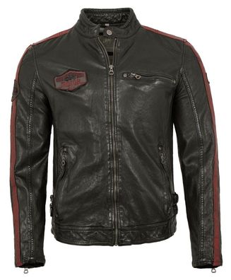 Gipsy by Mauritius - Herren Lederjacke Bikerjacke Racing Lammnappa schwarz