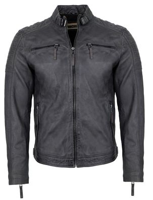 Punchball - Herren Lederjacke Bikerjacke Lammnappa grau