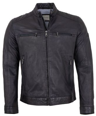 Bugatti - Herren Lederjacke Bikerjacke Lammnappa dunkelblau