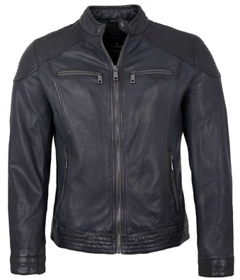 Milestone - Herren Lederjacke Lammnappa marine