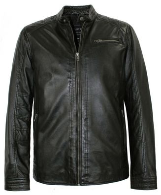 Jack Hanter - Herren Lederjacke Bikerjacke Lammnappa schwarz