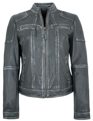 Jilani - Damen Lederjacke Bikerjacke Lammnappa anthra