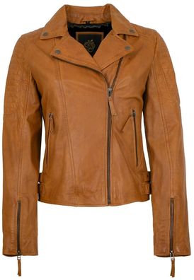 Apple of Eden - Damen Lederjacke Bikerjacke Lammnappa cognac