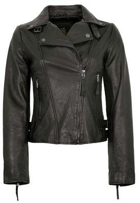 Apple of Eden - Damen Lederjacke Bikerjacke Lammnappa Schwarz