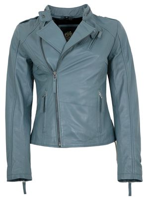 Apple of Eden - Damen Lederjacke Bikerjacke Lammnappa hellblau