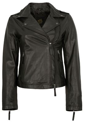 Apple of Eden - Damen Lederjacke Bikerjacke Lammnappa schwarz