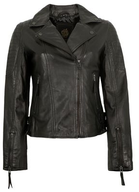 Apple of Eden - Damen Lederjacke Bikerjacke Lammnappa schwarz