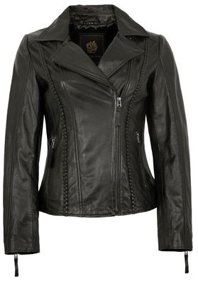 Apple of Eden - Damen Lederjacke Bikerjacke Lammnappa schwarz