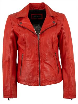 Jilani - Damen Lederjacke Biker Lammnappa rot