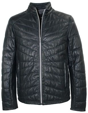 Jilani - Herren Lederjacke Lammnappa Steppjacke dunkelblau