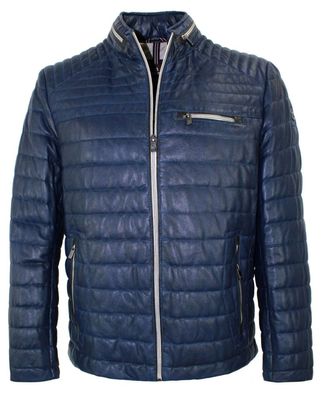 Milestone - Herren Lederjacke Steppjacke Lammnappa blau