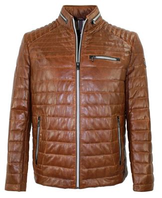 Milestone - Herren Lederjacke Steppjacke Lammnappa braun