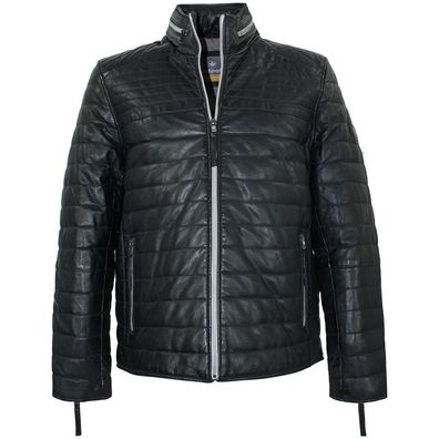 Redpoint - Herren Lederjacke Steppjacke Lammnappa nachtblau