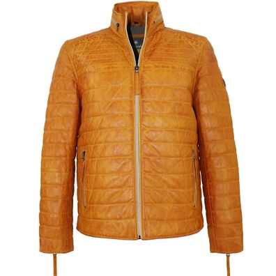 Redpoint - Herren Lederjacke Steppjacke Lammnappa gelb-orange