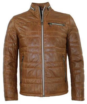 Milestone - Herren Lederjacke Steppjacke Lammnappa braun