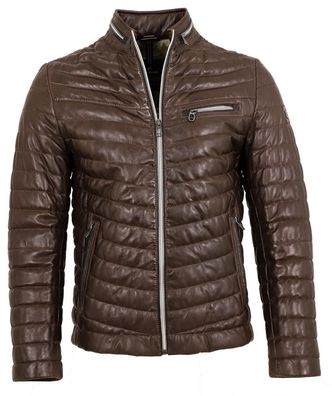 Milestone - Herren Lederjacke Steppjacke Lammnappa dunkelbraun