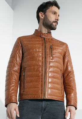 Jilani - Herren Lederjacke Steppjacke Lammnappa cognac