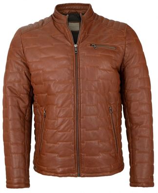 Bugatti - Herren Lederjacke Steppjacke Lammnappa rot-braun