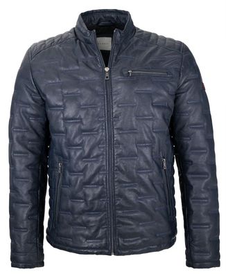 Bugatti - Herren Lederjacke Steppjacke Lammnappa navy