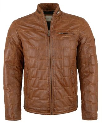 Bugatti - Herren Lederjacke Steppjacke Lammnappa cognac