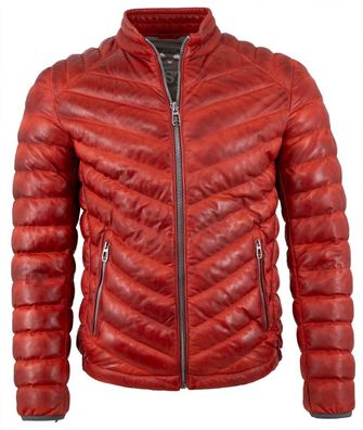 Milestone - Herren Lederjacke Steppjacke Lammnappa rot